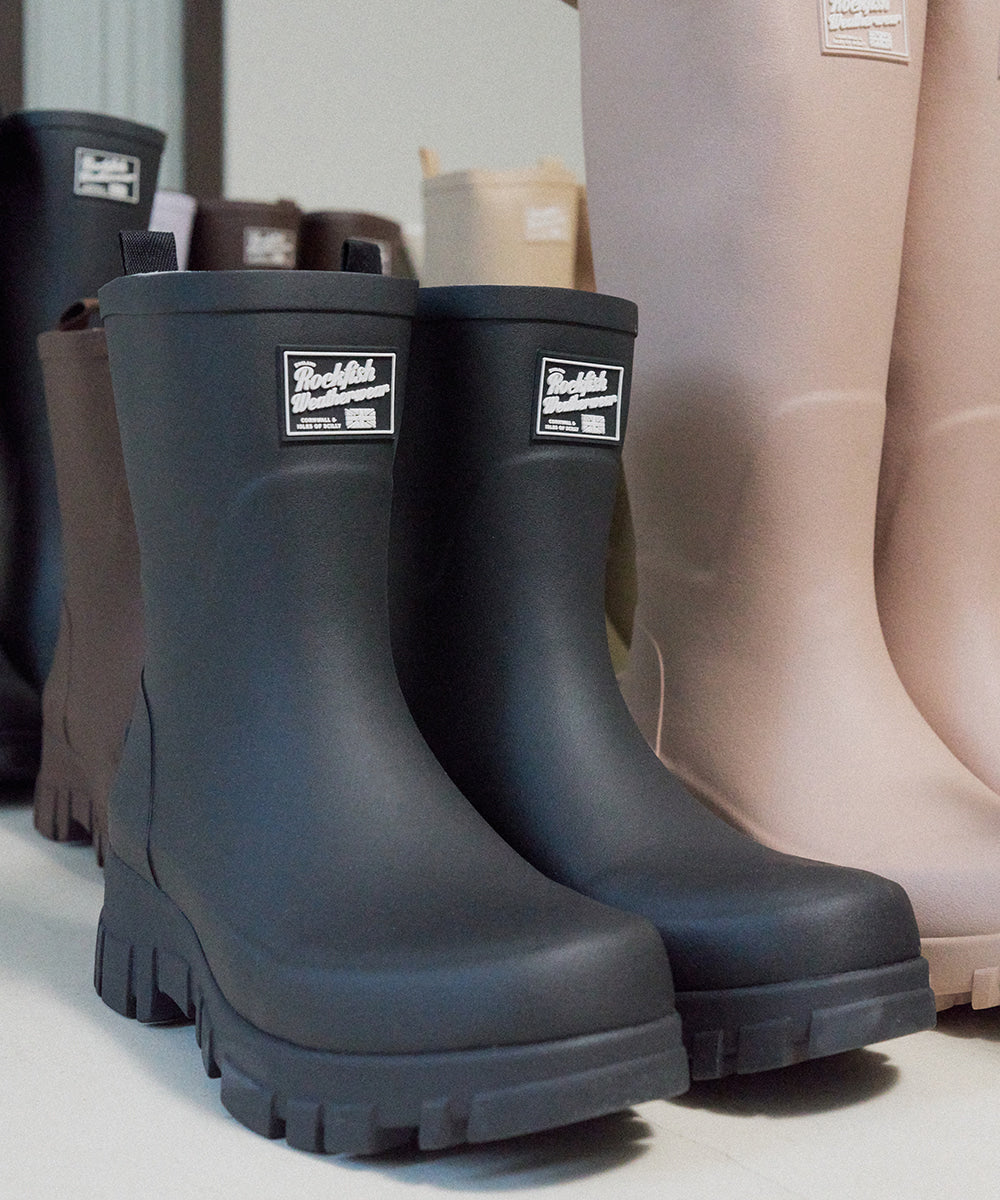 Rockfish Weatherwear Chunky Platform Rain Boots (Middle) — Black