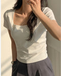 Everyday square neck top Regular fit