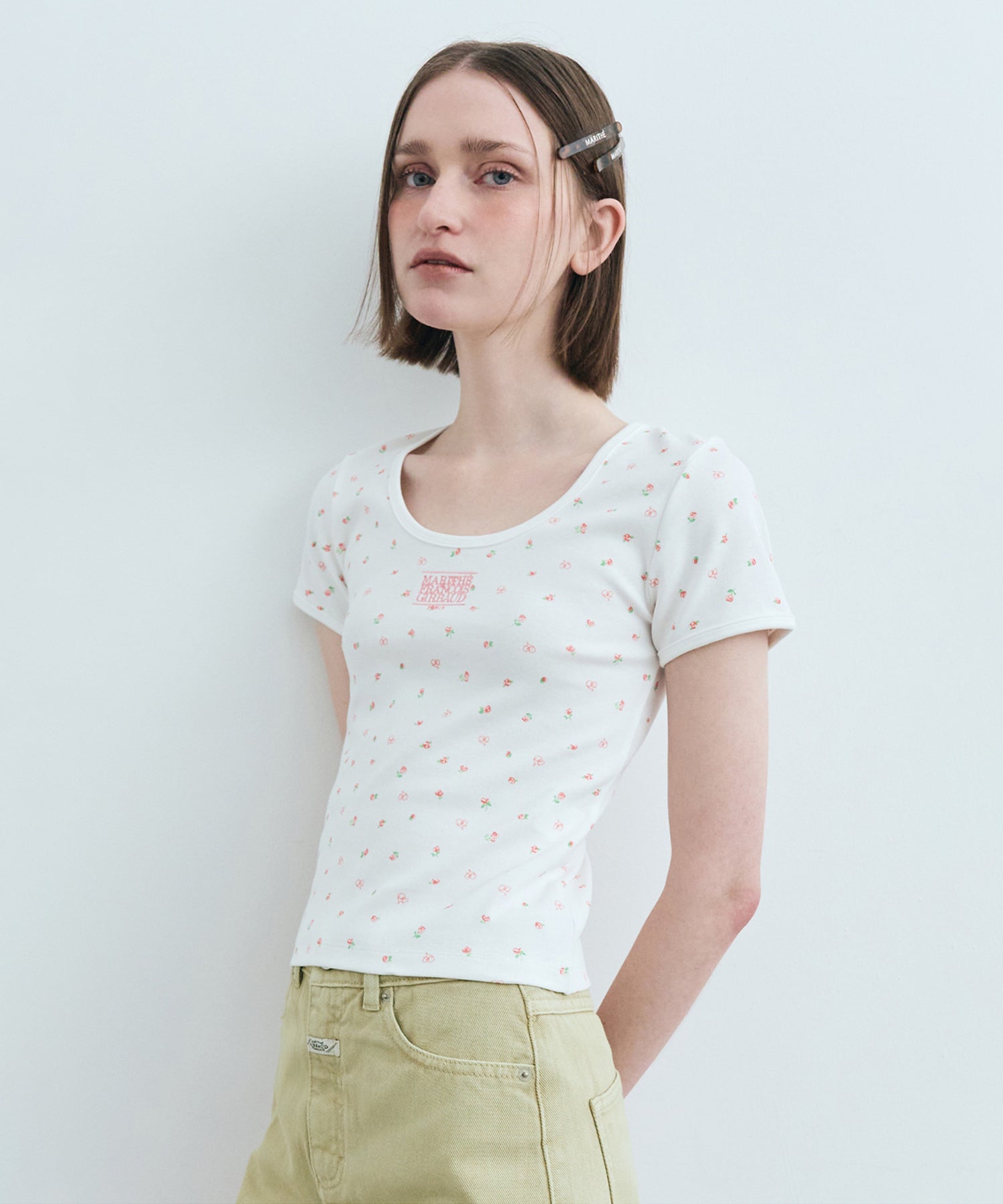 Marithé François Girbaud Small Logo Crop Tee (flower)