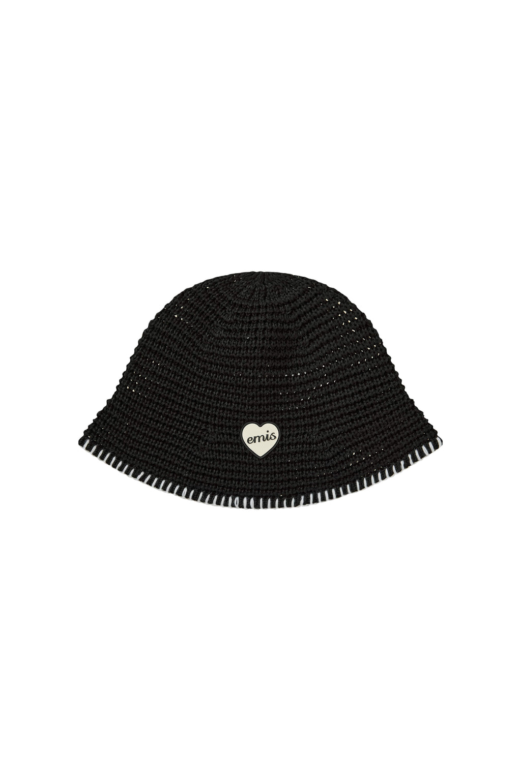 EMIS Heart Rubber Patch Knit Bucket Hat