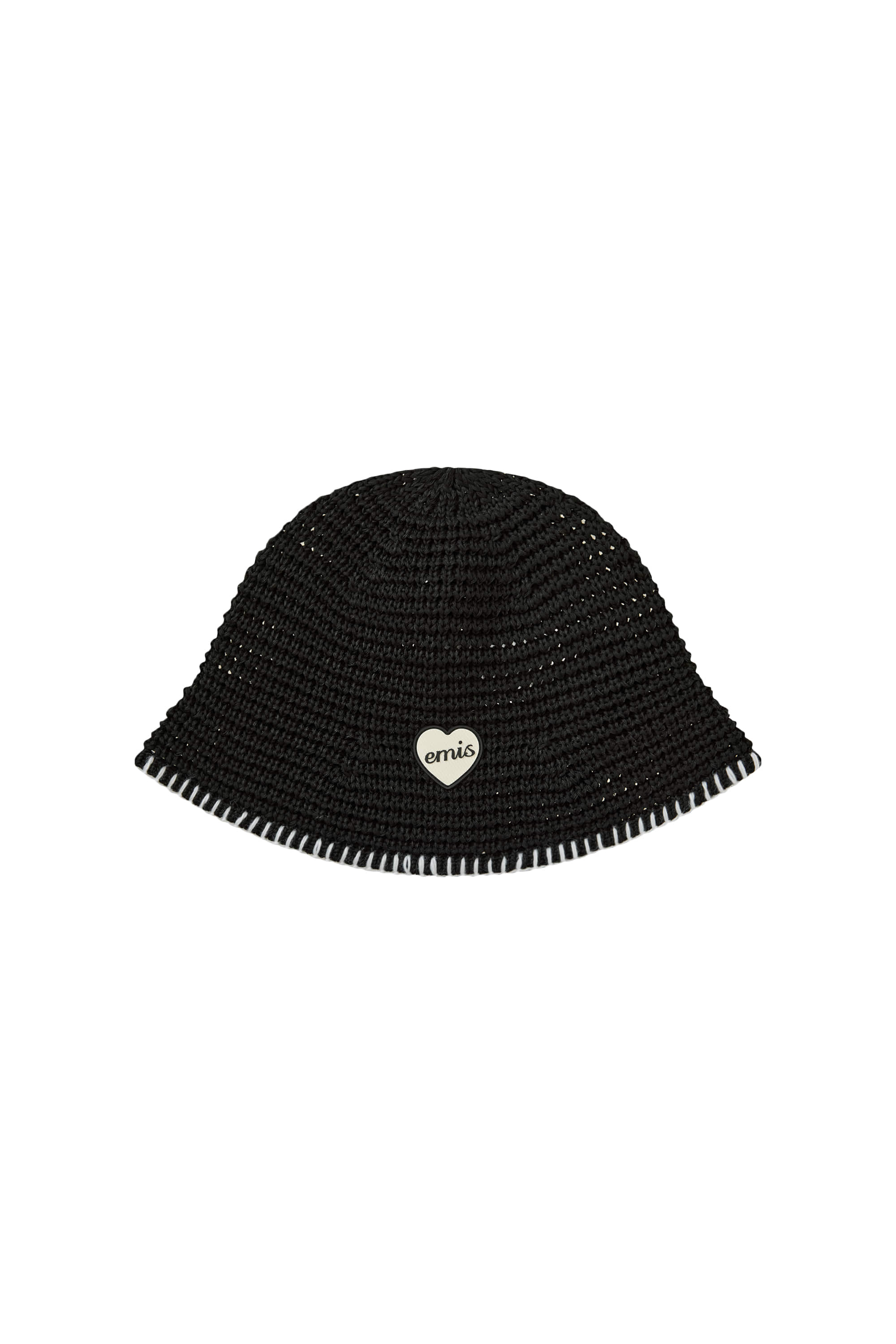 EMIS Heart Rubber Patch Knit Bucket Hat