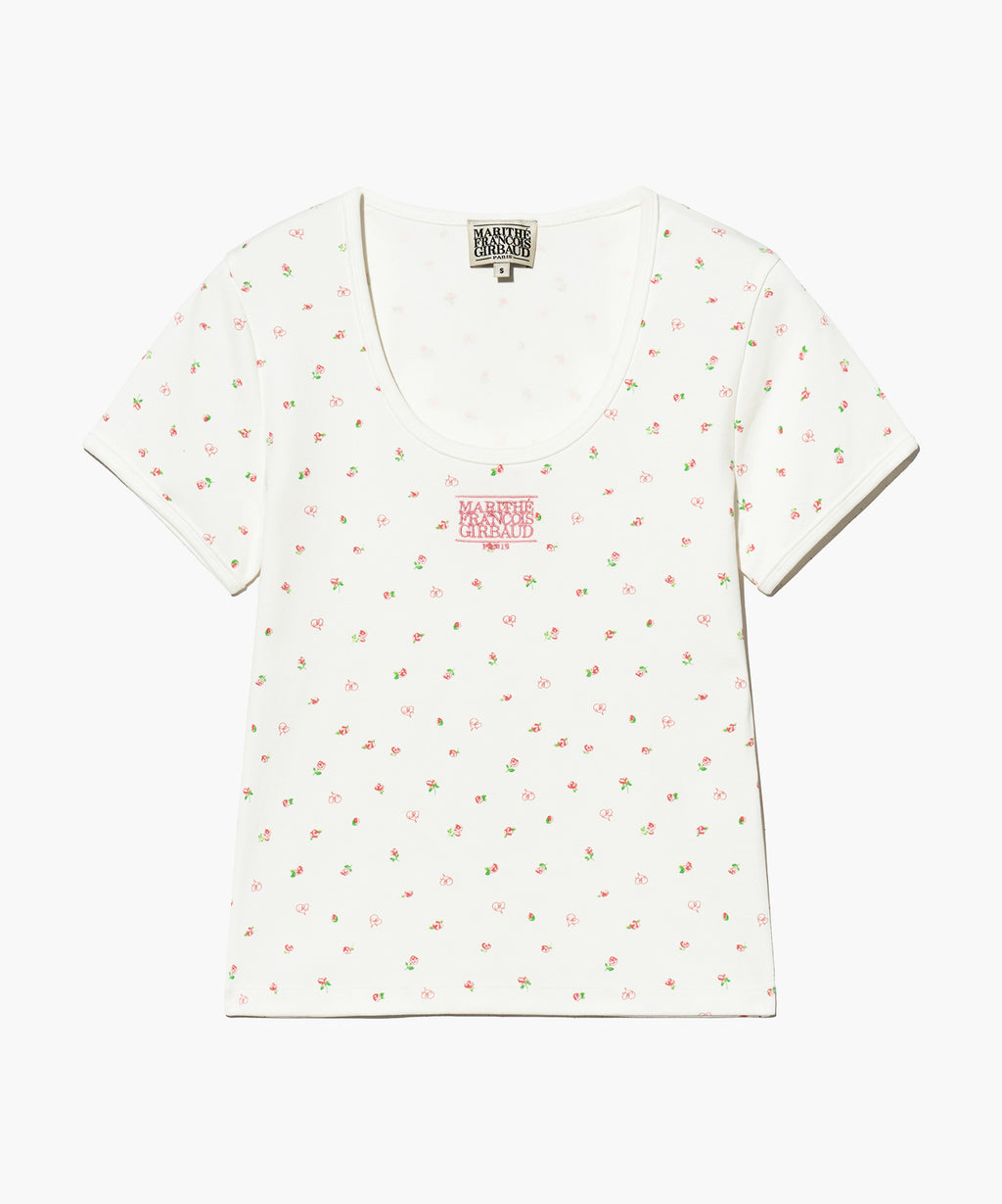 Marithé François Girbaud Small Logo Crop Tee (flower)