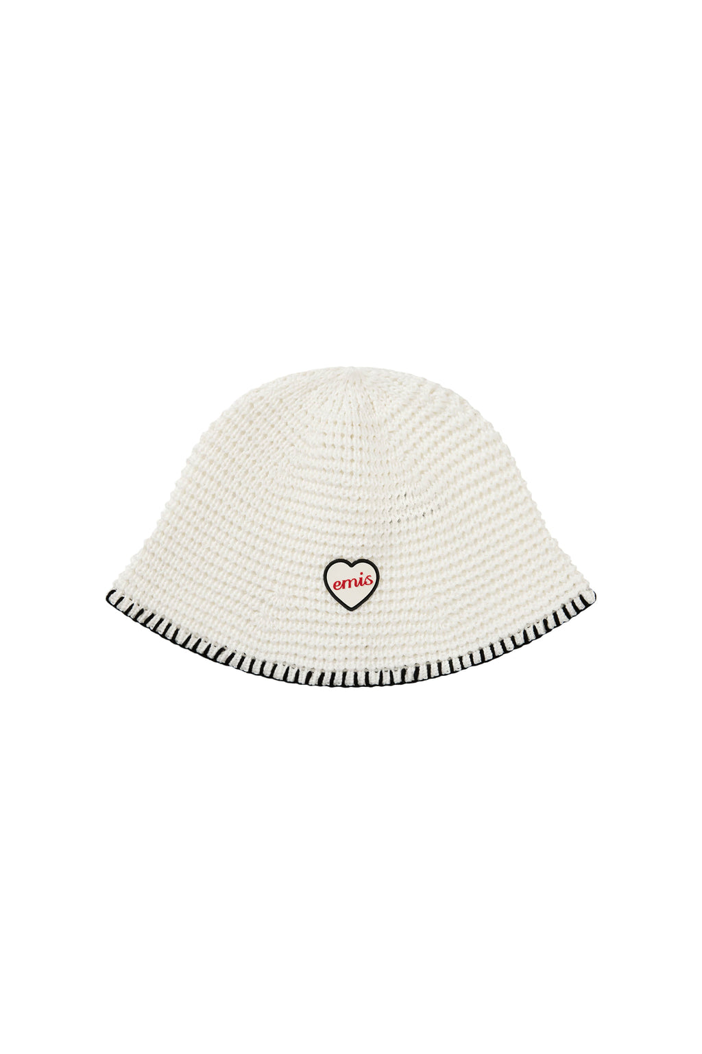 EMIS Heart Rubber Patch Knit Bucket Hat