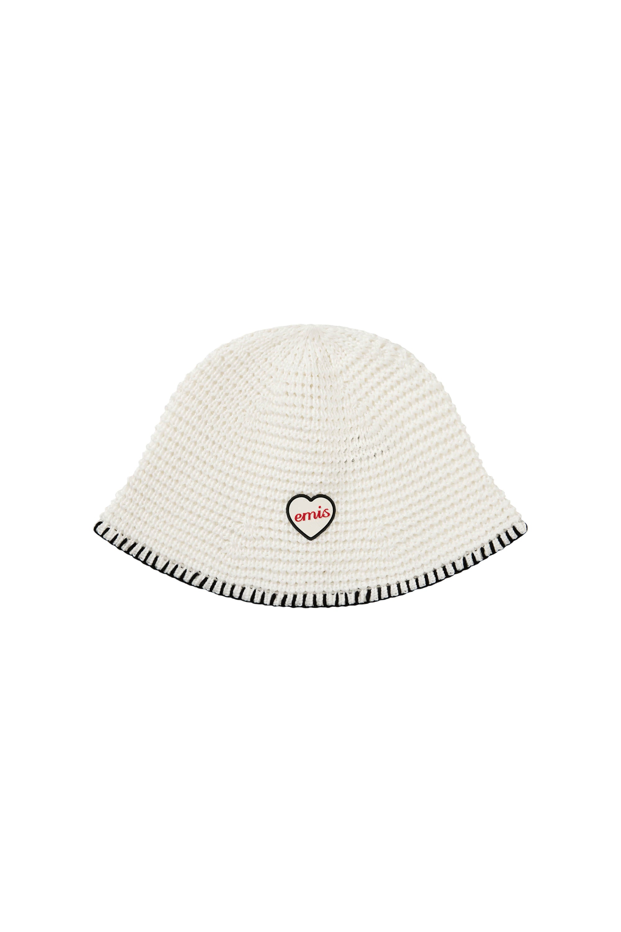EMIS Heart Rubber Patch Knit Bucket Hat