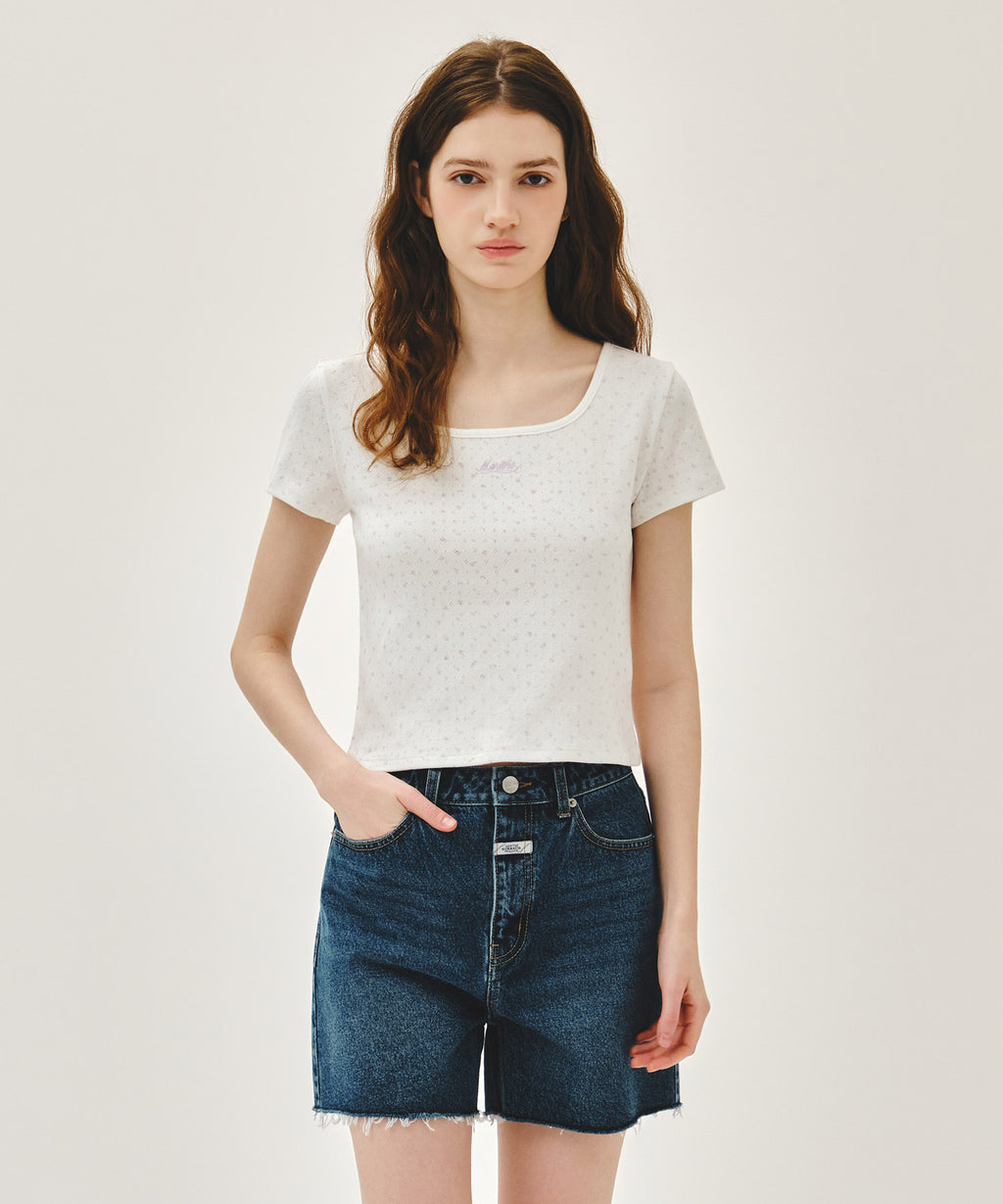 Marithé François Girbaud Small Logo Crop Tee (flower)