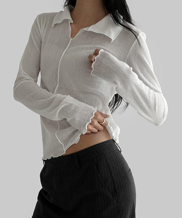 Chic Mesh V-Neck Collar Layering Top