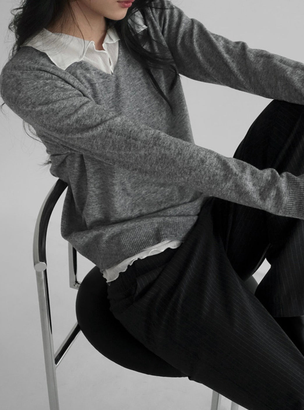 Chic Mesh V-Neck Collar Layering Top