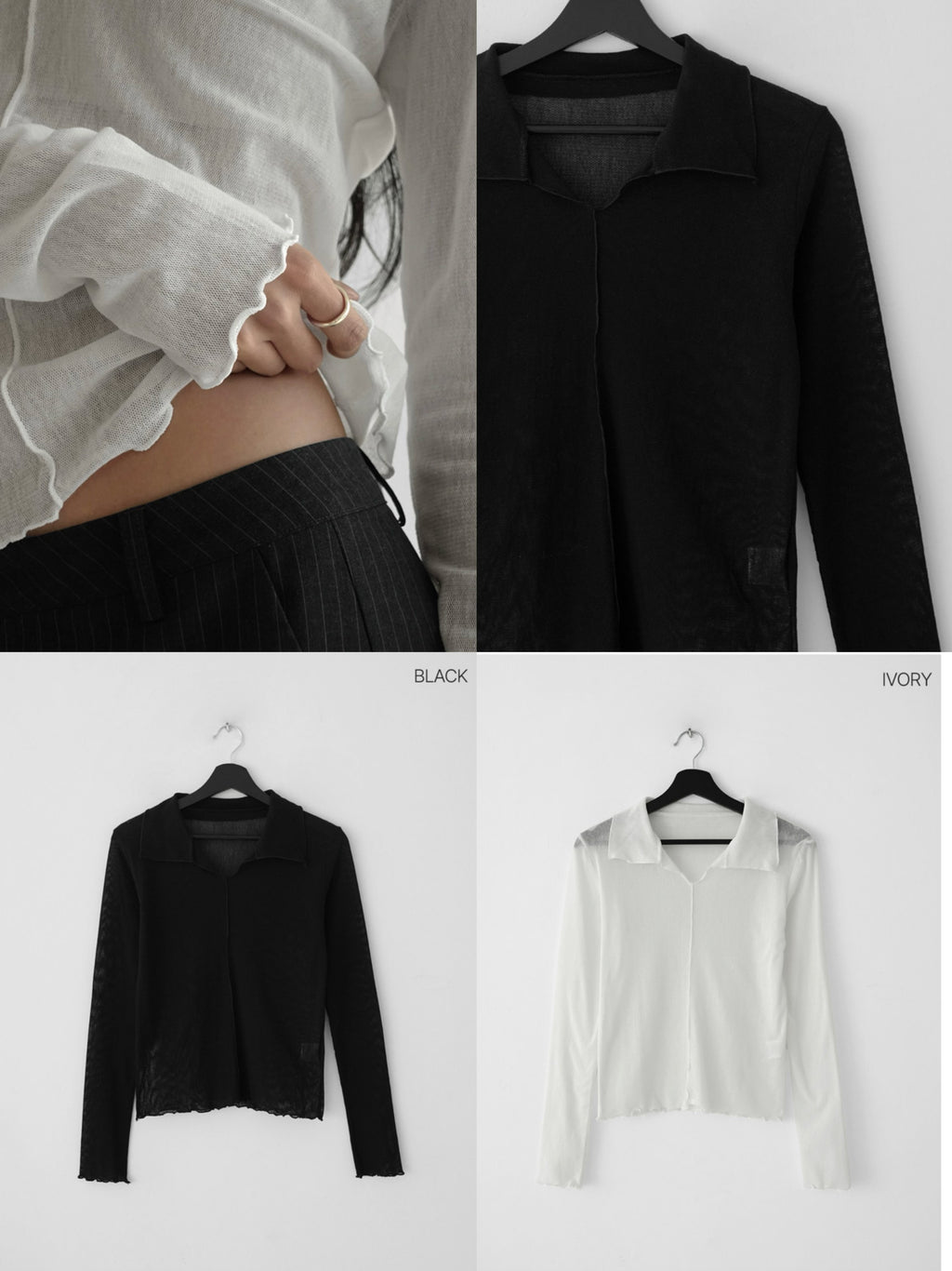 Chic Mesh V-Neck Collar Layering Top