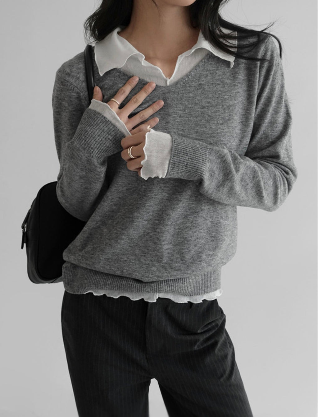 Chic Mesh V-Neck Collar Layering Top