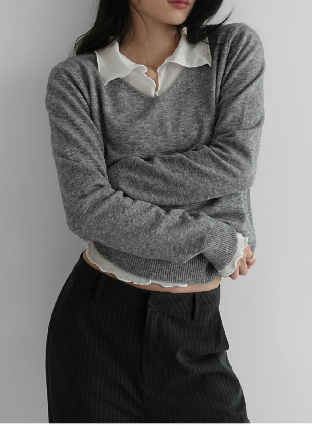 Chic Mesh V-Neck Collar Layering Top