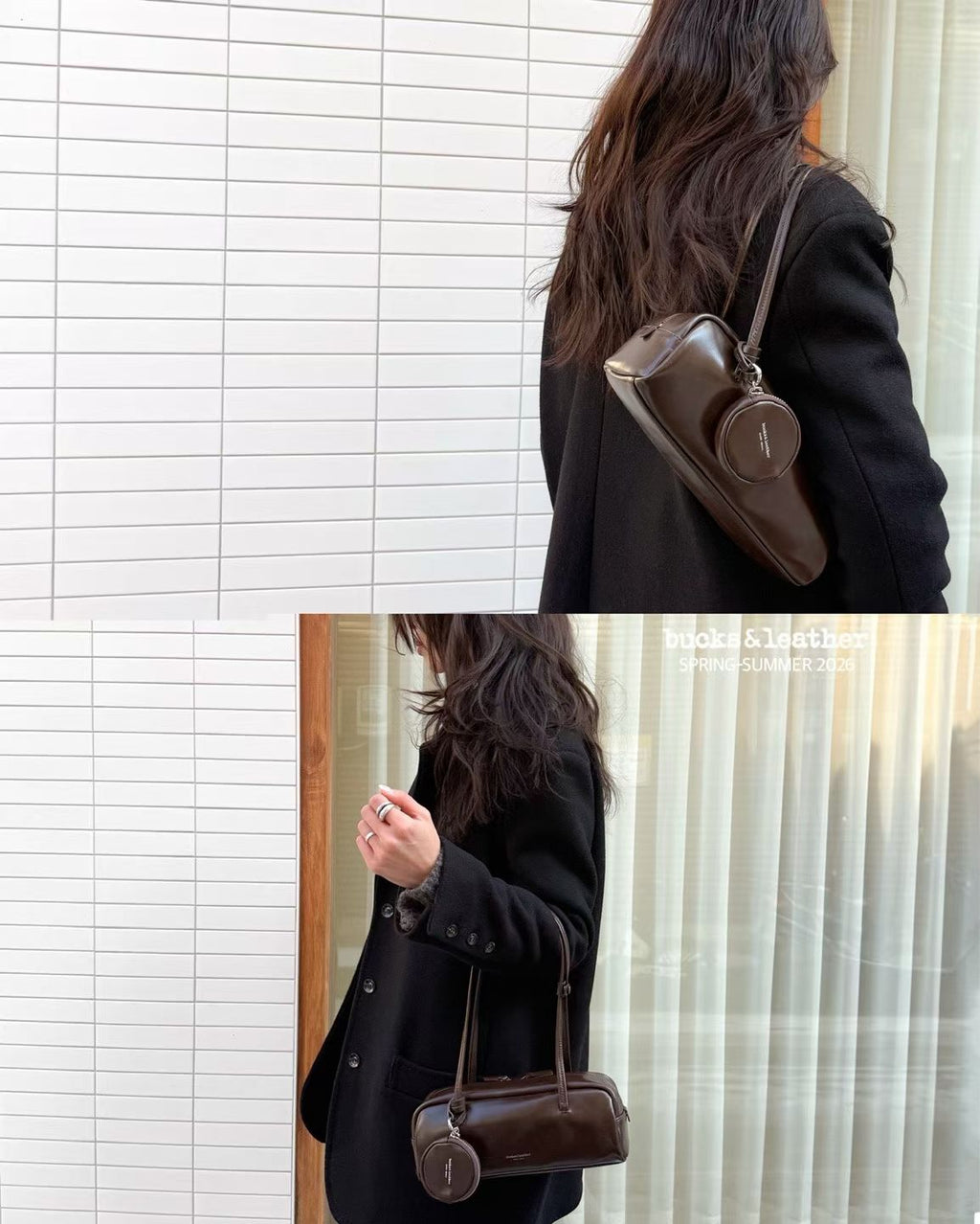 🇰🇷Bucks & Leather Calfskin Baguette Bag
