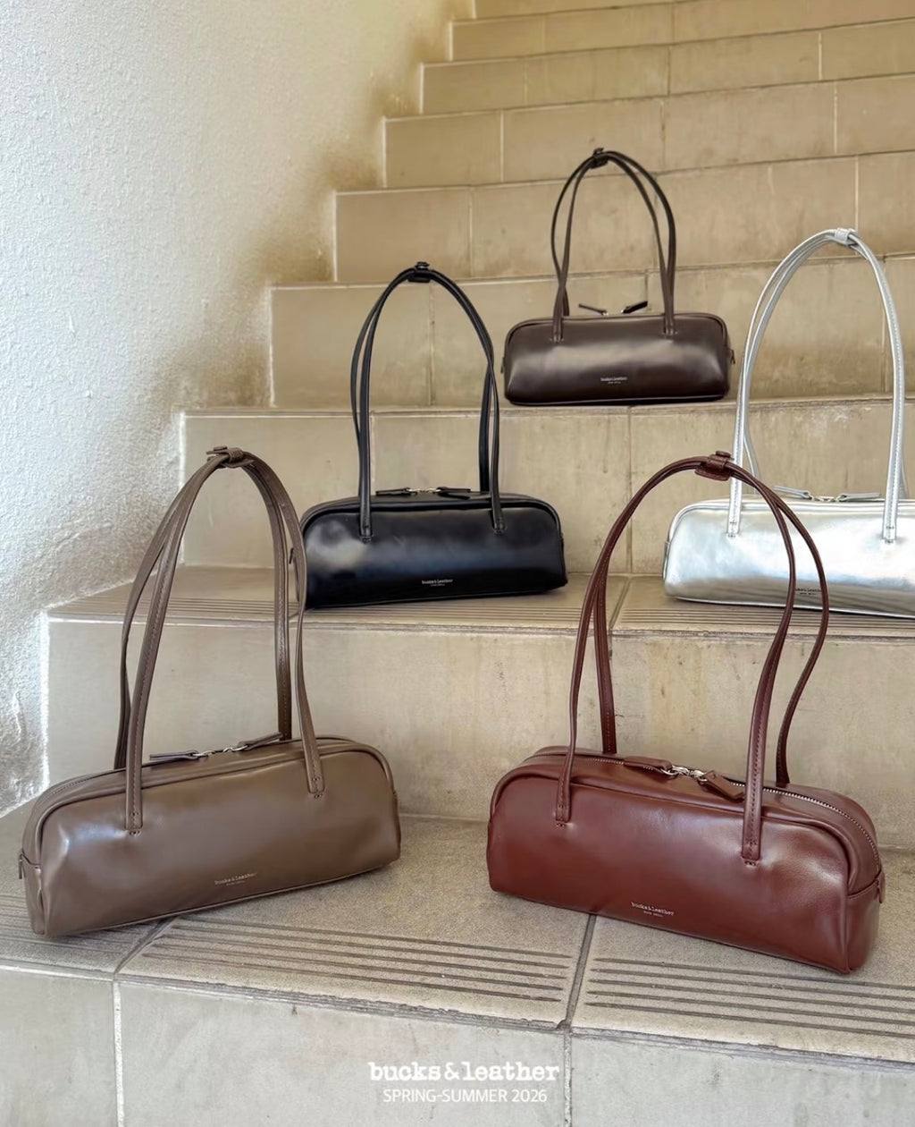 🇰🇷Bucks & Leather Calfskin Baguette Bag