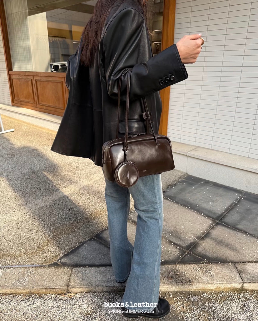 🇰🇷Bucks & Leather Calfskin Baguette Bag