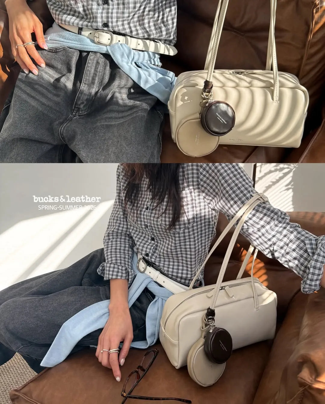 🇰🇷Bucks & Leather Calfskin Baguette Bag
