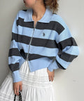 [Japan limited] U.S. POLO ASSN. Embroidered Collared Zip-Up Cardigan
