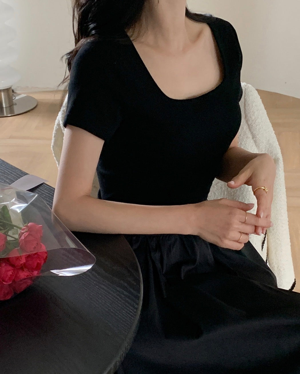 Everyday square neck top Regular fit