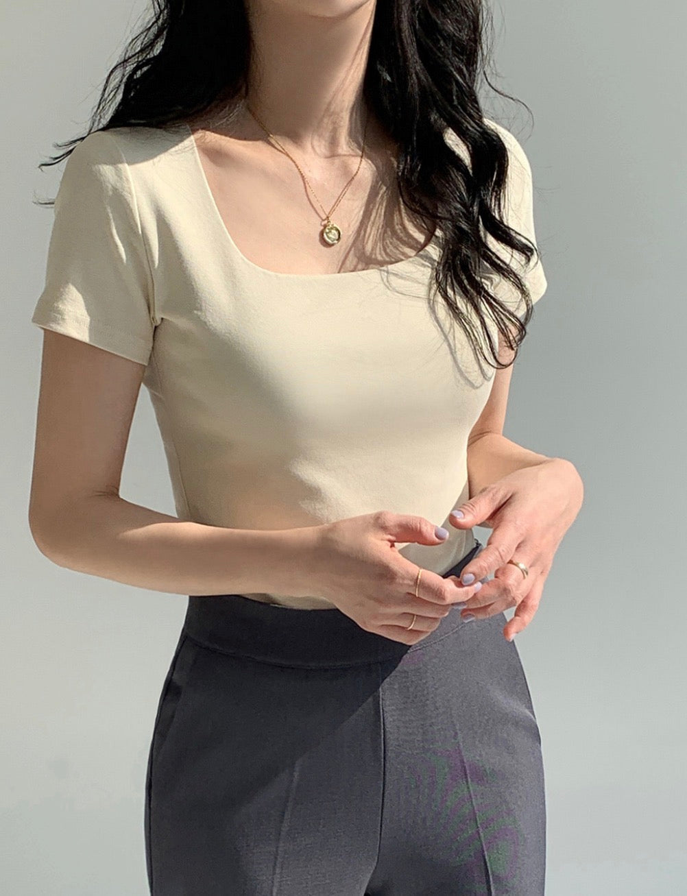 Everyday square neck top Regular fit