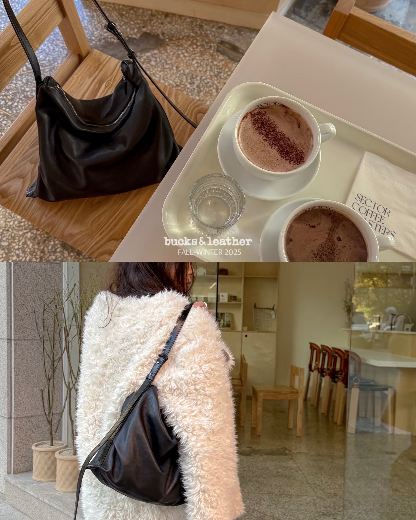 🇰🇷Bucks & Leather 🐑 Lambskin Hobo Bag