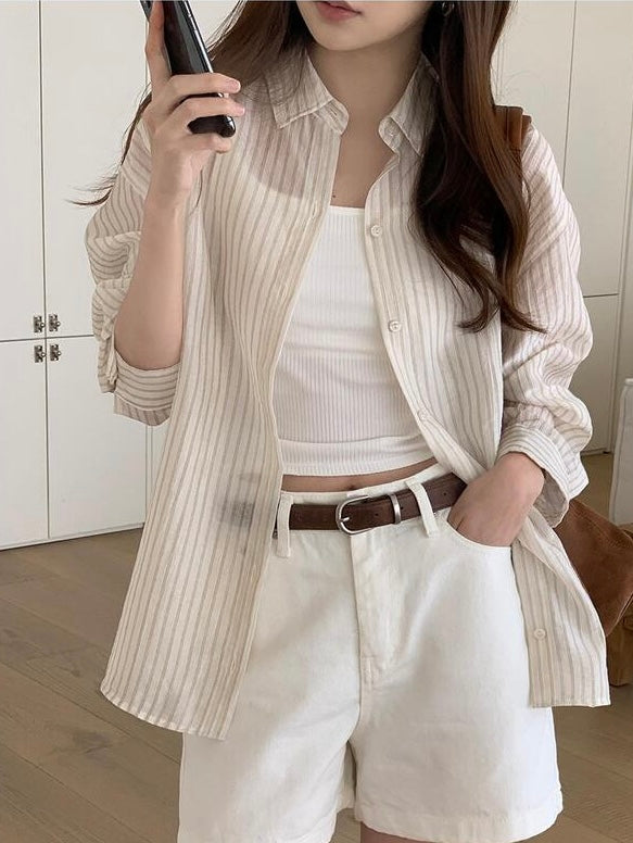 Breezy Summer Stripes Shirt (Tencel 85%)