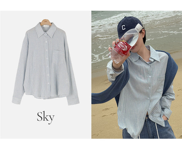 K-Club Euroz Loose Fit Striped Summer Shirt (100% cotton)