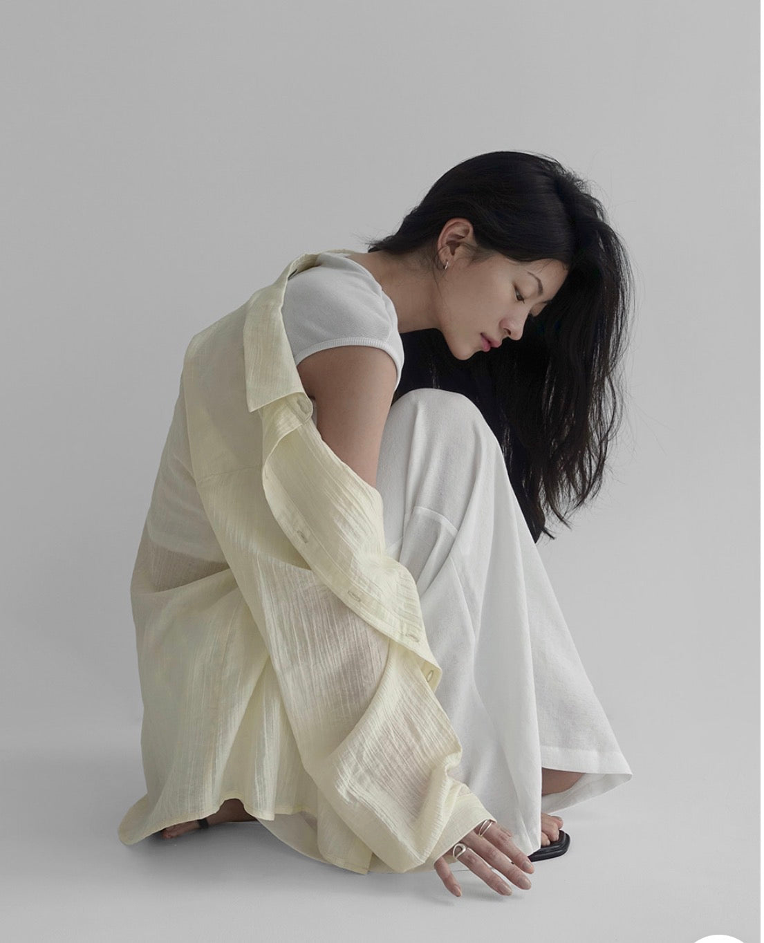 Essential textured sheer Tencel Over-Shirt
