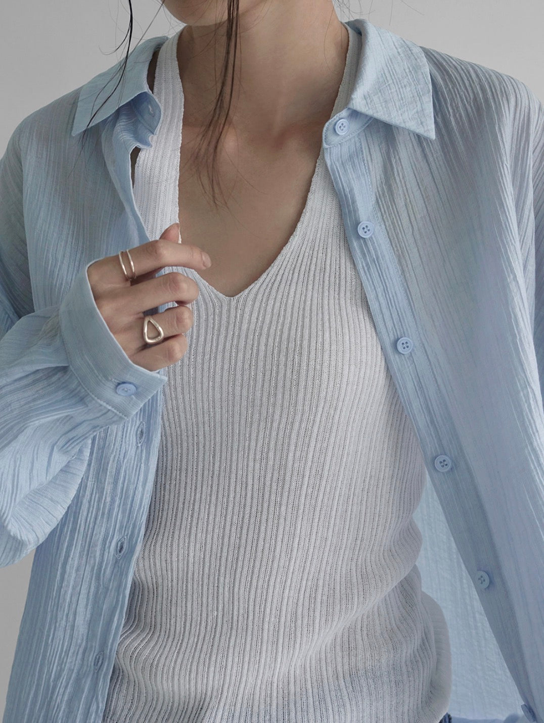 Essential textured sheer Tencel Over-Shirt