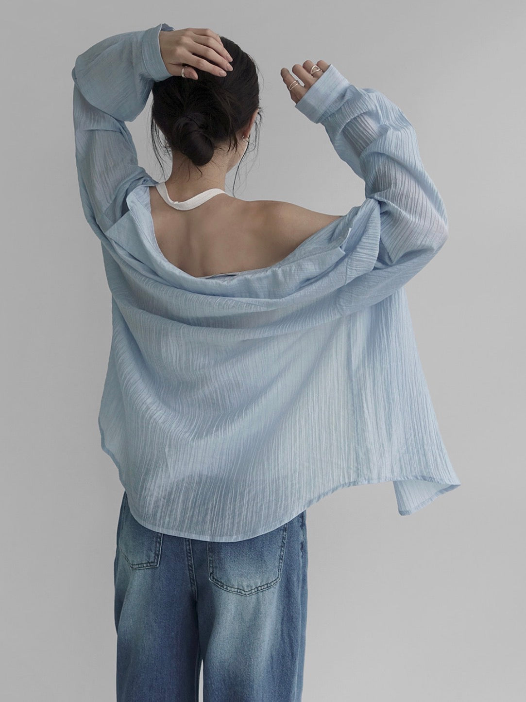 Essential textured sheer Tencel Over-Shirt