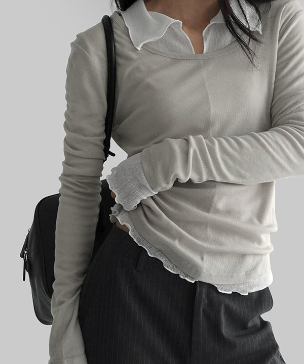 Chic Mesh V-Neck Collar Layering Top