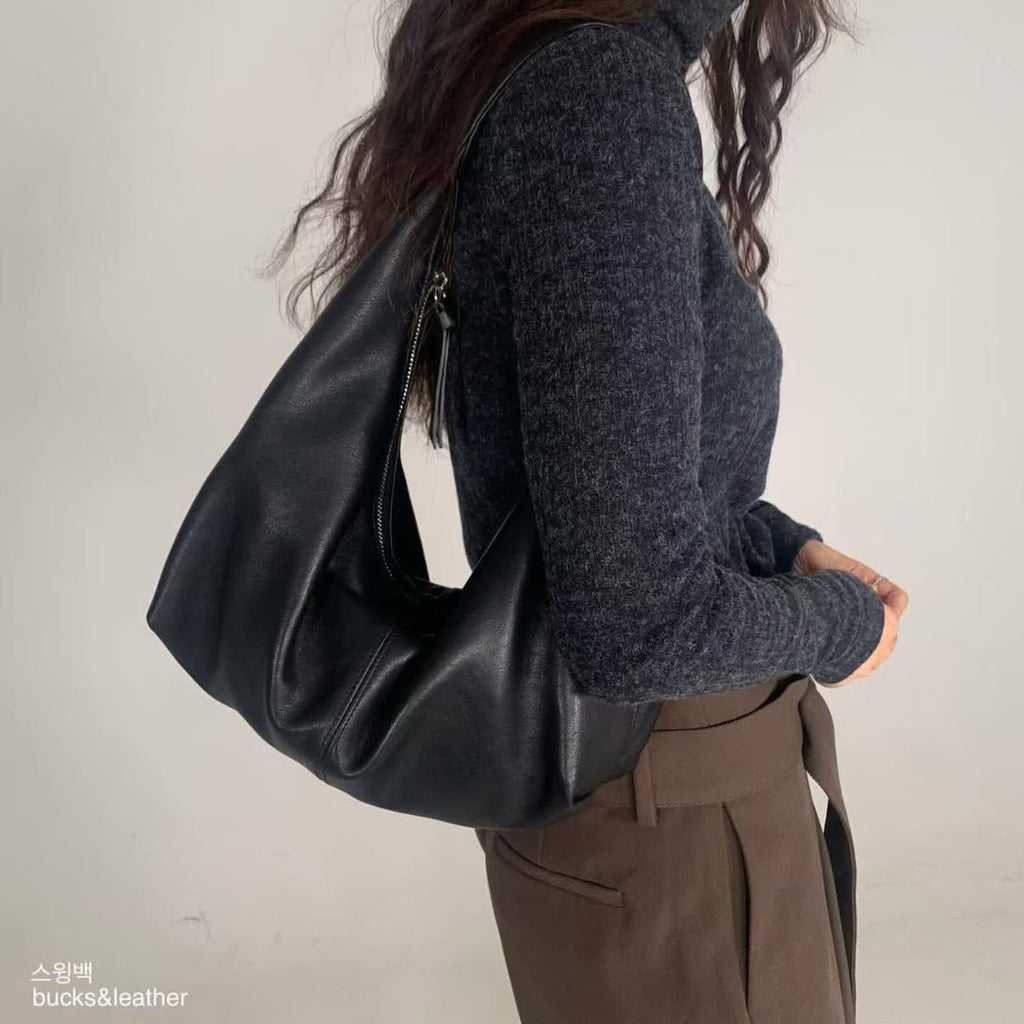 🇰🇷Bucks & Leather 🐑 Lambskin Croissant Leather Bag