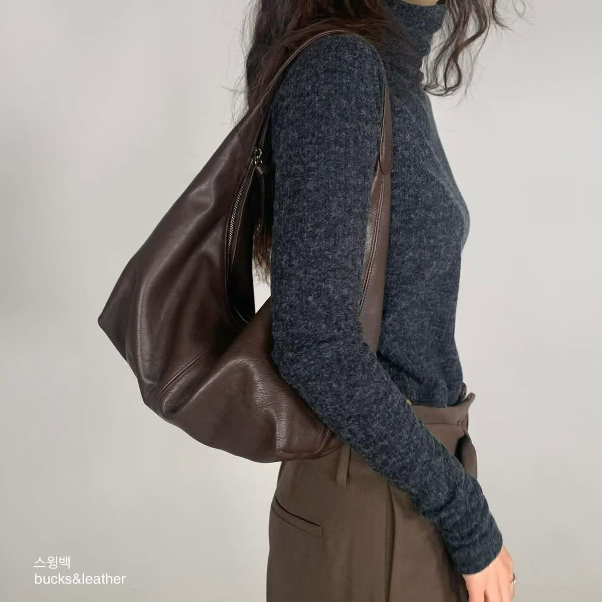 🇰🇷Bucks & Leather 🐑 Lambskin Croissant Leather Bag