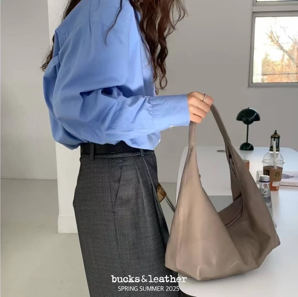 🇰🇷Bucks & Leather 🐑 Lambskin Croissant Leather Bag