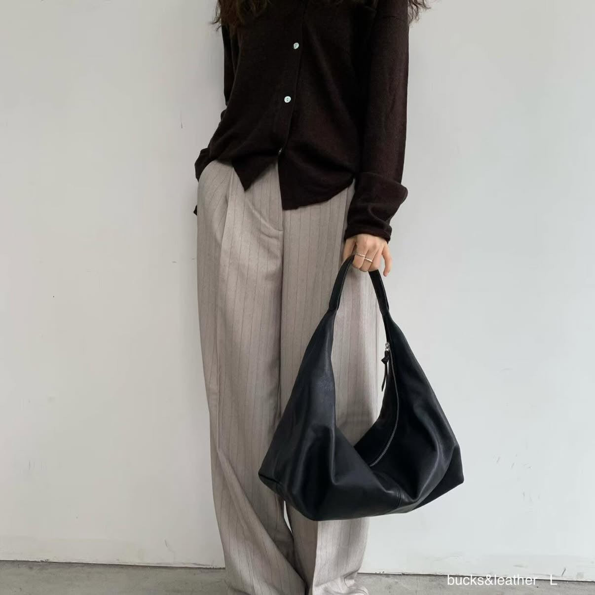 🇰🇷Bucks & Leather 🐑 Lambskin Croissant Leather Bag